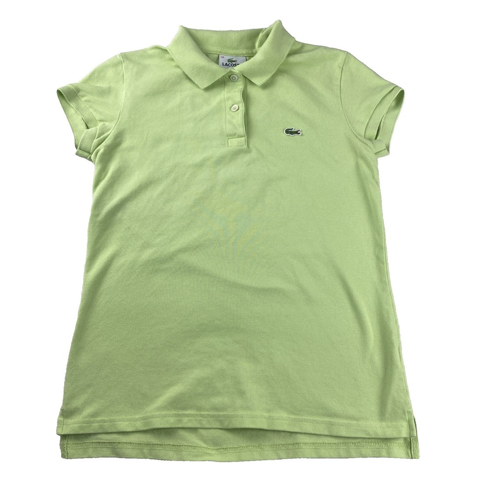 LACOSTE WOMEN'S TENNIS POLO Short Sleeve SHIRT SIZE 38 Light Green Preppy READ